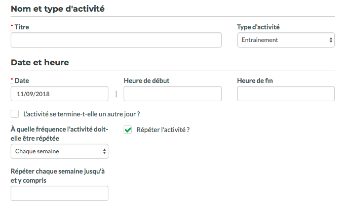 Calendrier sportif Calendrier sportif